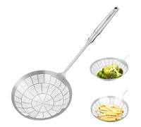 Colador de araña, cuchara de acero inoxidable para cocinar y freír, cuchara de skimmer utensilio de cocina para cocinas domésticas y restaurantes (grande)