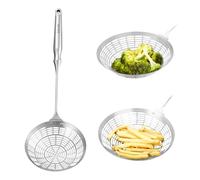 Colador de araña, cuchara de acero inoxidable para cocinar y freír, cuchara de skimmer utensilio de cocina para cocinas domésticas y restaurantes (pequeño)