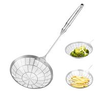 Colador de araña, cuchara de acero inoxidable para cocinar y freír, cuchara skimmer utensilio de cocina para cocinas domésticas y restaurantes (mediano)