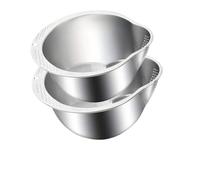 Colador De Arroz De Acero Inoxidable Colador de arroz acero inoxidable 304 alta resistencia, cuenco colador frutas y lavadora granos Extra grande, herramienta auxiliar cocina