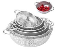 Colador de arroz de malla fina de acero inoxidable con asa 6 piezas 6, 5/7, 7/8, 9/10/11, 2/12, 4 pulgadas gran capacidad antideslizante para pasta de frutas y verduras.
