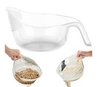 Colador de arroz Lavadora de arroz de plástico sin BPA de 9x5 pulgadas con orificios finos y mango ergonómico Tazón multifuncional para lavar frutas para limpiar frutas, verduras transparentes, decor