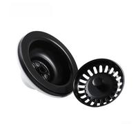 Colador de cesta para fregadero de cocina, drenaje de residuos de acero inoxidable SUS304 con acabado negro PVD, tapón con válvula de bola de control de agua y a prueba de fugas