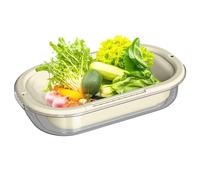 Colador de cocina, cuenco para frutas con colador, colador de cocina extensible para fideos de arroz, pasta con función de escurridor, para ahorrar espacio, de fideos de arroz, pasta, cesta de