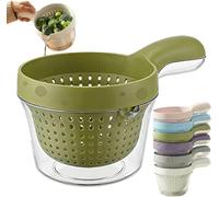 Colador de doble capa con asa, mini cesta de drenaje, cesta de lavado de verduras 2 en 1, lavabo de drenaje de tamiz de frutas, recipiente de almacenamiento que ahorra espacio para ensaladas, bayas