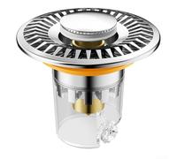 Colador de drenaje de suelo con tecnología a prueba de fugas, drenaje rápido de agua de 90 grados, atrapador de pelo compatible con varias aberturas de suelo en baño y cocina (plateado)