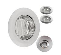 Colador de Drenaje, Set de 3, Ø 115 mm, Ideal para Drenaje con Ø Interno de 74 mm, sobresale 25 mm de Profundidad en la Boquilla, Tensor de Fregadero con Ajuste optimizado, Ideal para Fregadero