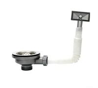 Colador de fregadero de cocina de acero inoxidable con filtro, conjunto de manguera de drenaje de 110 mm/114 mm, protección de desbordamiento de PVC para un fácil lavado de verduras y enjuague de