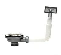 Colador de fregadero de cocina de acero inoxidable con filtro, conjunto de manguera de drenaje de 110 mm/114 mm, protección de desbordamiento de PVC para un fácil lavado de verduras y enjuague de