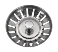 Colador de fregadero de cocina, tapa de drenaje de acero inoxidable, recogedor de pelo, filtro de desechos de alimentos, tapón de cesta de malla, 79 mm de diámetro, color plateado