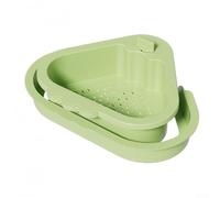 Colador de fregadero de esquina con descarga automática y soporte de esponja, diseño de ahorro de espacio para la recogida de residuos de alimentos y área organizada del fregadero de cocina (verde)