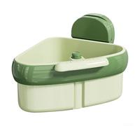 Colador de fregadero de montaje en esquina con función de presión para vaciar, cesta triangular ABS para gestionar los desechos de alimentos y organizar los elementos esenciales de la cocina (es verde