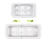 Colador de fregadero expandible - Material PP apto para alimentos - Orificios de drenaje eficientes - Soporte de secado rápido para vajilla - Fácil de limpiar y duradero. (Blanco)