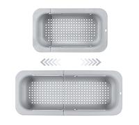 Colador de fregadero expandible - Material PP apto para alimentos - Orificios de drenaje eficientes - Soporte de secado rápido para vajilla - Fácil de limpiar y duradero. (Gris claro)