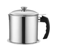 Colador de grasa de acero inoxidable y recipiente de aceite con bandeja antideslizante para freír, recipiente de almacenamiento de aceite, herramienta de cocina, lata de grasa de gran capacidad