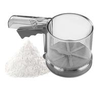 Colador de harina de acero inoxidable, 3 tazas de azúcar en polvo, colador de harina, molinillo de azúcar en polvo, colador de harina, colador doble de acero inoxidable para harina, almendras en polvo