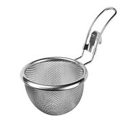 Colador de malla de acero inoxidable con malla resistente y mango robusto. Pequeño gancho para olla caliente que se desliza a través de la red colador para pasta, harina, arroz, té, 19 x 9,8 cm