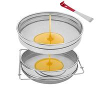 Colador de miel doble, colador de malla de abeja de acero inoxidable para cubo de 5 galones, extractor de miel para miel limpia con brazos extensibles de hasta 16.5 pulgadas, equipo de apicultura