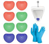 Colador de Qrinal con Fragancia para orinal, 9 unidades, Filtro Antisalpicaduras, Compatible con Filtro de orina con 5 pares de Guantes de Nitrilo para Inodoros en Todos los Lugares Comerciales