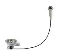 Colador de residuos de fregadero de acero inoxidable SUS304 con control de cable para filtración y drenaje sin esfuerzo (114 mm)