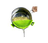 Colador de silicona con clip para todas las ollas y sartenes, colador de pasta con clip para carne, verduras, frutas, colador de cocina de silicona (verde)