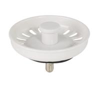 Colador de tapón de fregadero de cocina, colador de acero inoxidable para fregadero de cocina, colador de cesta de fregadero de cocina, tapón de residuos de color blanco, diámetro del tapón de 74 mm