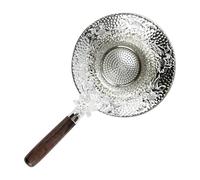 Colador De Té Con Mango Patrón Martillado Plata - Malla Fina Acero Inoxidable | Infusor Para Preparación Kung Fu | Filtro Reutilizable Hojas Hierbas Especias Taza Utensilio Artesanal