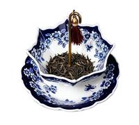 Colador De Té De Cerámica Con Forma Paraguas, Filtro Des Té Porcelana Para Tés Suelto, Filtro Des Hojas Sueltas Porcelana Azul1 Y Blancas Con Bandeja, Para Decoración Del Hogar