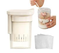 Colador de yogur con tapa, PET+PP+HIPS, 6.42 pulgadas, filtro de yogur, herramienta de cocina reutilizable resistente, separador de para yogures caseros, bebidas, hornear y cocinar