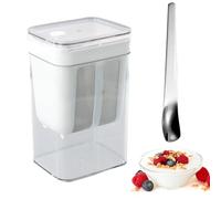 Colador de Yogur de 1100 Ml con Tapa, Equipado con Dosificador de Yogur, Separador de Suero, Malla de Acero Inoxidable, para Yogur Griego Espeso, Reutilizable para Yogur, Leche de Soja y Zumo