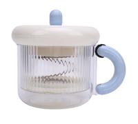 Colador de yogur griego, mini tarros de vidrio de gran capacidad, recipientes de yogur con tapas y bolsa de malla fina para separación de suero, se adapta a leche de nueces, jugo (Azul)