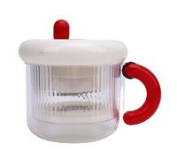 Colador de yogur griego, mini tarros de vidrio de gran capacidad, recipientes de yogur con tapas y bolsa de malla fina para separación de suero, se adapta a leche de nueces, jugo (Roja)