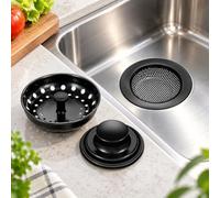 Colador Fregadero para GROHE K700U 70-C 61/45.7 1.0, Set Negro 3 Piezas | Set negro de 3 piezas para filtrar residuos, facilitar el drenaje y hacer más cómodos la extracción y limpieza.