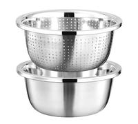 Colador microporoso de acero inoxidable, de gran capacidad, con cuenco mezclador, para lavar verduras, frutas y arroz, y para escurrir pasta cocida.