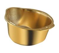 Colador para Enjuagar Arroz, Cesto Escurridor con Orificios Laterales de Drenaje, Doméstico, Utensilio de Cocina para Frijoles Rojos- Oro