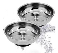 Colador para Fregadero - 2 Piezas Filtro de Drenaje con 32 Orificios,Cesto Tapón para Fregadero del Hogar,para Cocina Baño Ducha Hogar Restaurante Lavandería