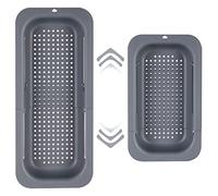 Colador para fregadero, cesta extensible sobre el fregadero, colador de goteo, ideal para lavar verduras y frutas, fideos hervidos y platos secos, dejar escurrir, 34,5 - 48 x 6,5 x 20 cm