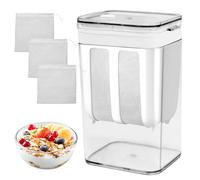 Colador para Yogur Griego 1100 ml con Tapa, Separador de Suero Reutilizable en Acero Inoxidable con Malla Extra Fina para Hacer Yogur Griego, Leche de Soja y Leche de Frutos Secos