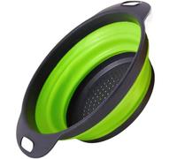 Colador plegable de silicona, colador de cocina, colador de cocina, colador de silicona, cesta de drenaje de frutas y verduras, para drenar pasta, frutas, verduras, colandra (verde)