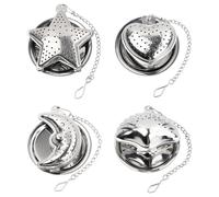 Colador Te Infusor Te, 4 Filtros para Té, Infusionador de Té de Acero Inoxidable, Interesante Colador de Té Suelto, 4 Formas - Estrella, Luna, Concha, Corazón Filtro de Té para Té Suelto y Especias