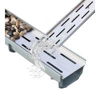 Coladores de canalón lineales Sistema de Canal de Drenaje Exterior - 4" 5" 6" 8" Zanja ranurada con Rejilla para una gestión eficaz del Agua de Lluvia, paisajismo de jardín, guijarros y Acer