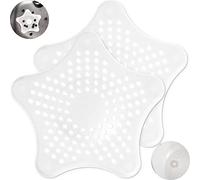 Coladores TPR para Drenaje del Fregadero, 15,5 x 13,5 cm, 2 Piezas Tapones de protección de desagüe, Blanco, Fuerte sujeción con 5 ventosas, Deja los desagües de Cocina sin residuos, Coladore desagüe