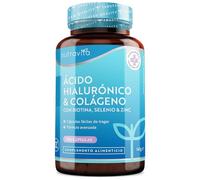 Colageno + Acido Hialuronico Capsulas - Colágeno Hidrolizado y Ácido Hialurónico con Vitamina C, D, B12, A + Biotina + Zinc + Selenio - para la Piel, las Uñas y el Cabello - 180 Cápsulas - Nutravita