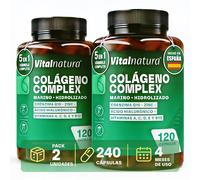 Colágeno Complex Marino Hidrolizado Vitalnatura con Ácido Hialurónico y Vitaminas - 120 Cápsulas - Pack Dúo Ahorro (2 botes)