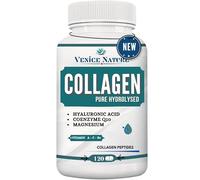 Colageno con Magnesio - Colágeno Hidrolizado y Ácido Hialurónico + Coenzyme Q10 + Vitamina C + Vitamina B6 - Collagen Venice Nature