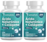Colágeno con Magnesio y Ácido hialurónico + Q10, 200 Cápsulas - Con Zinc, Vitaminas A, C y E - Colageno Hidrolizado - Articulaciones, Fuertes, Piel Tersa y Energía (Paquete de 2)