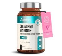 Colágeno Hidrolizado Alta Dosis 2450 mg | Colageno Marino con Acido Hialuronico Capsulas | Colageno Hidrolizado con Vitamina C, E, B2 y Zinco | Colágeno para Articulaciones Piel Cabello | VitaBright