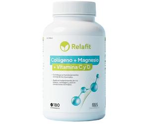 Colágeno hidrolizado con Magnesio y Vitaminas C y D - 180 Comprimidos | Articulaciones y Músculos Fuertes | Energía para el deporte | Suministro de 1 mes| Relafit - Laboratorios