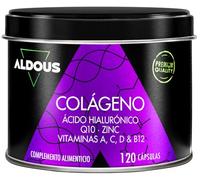 Aldous Labs Colágeno Hidrolizado con Ácido Hialurónico, Coenzima Q10, Zinc y Vitaminas 120 Cápsulas