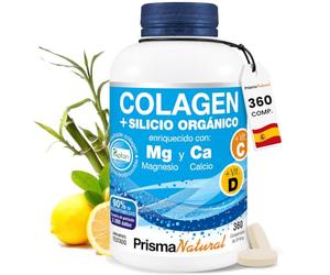 Colágeno Marino con Silicio Orgánico y Magnesio - 360 Comprimidos - Complemento Alimenticio para Piel, Cabello y Uñas - Apoyo a la Función Articular con Vitamina C - Prisma Natural